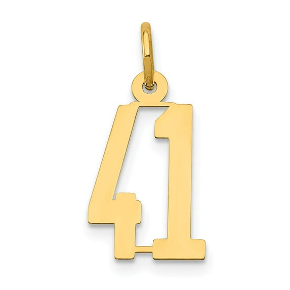 14K Yellow Gold Charm Pendant Themed 41 Small Polished Elongated