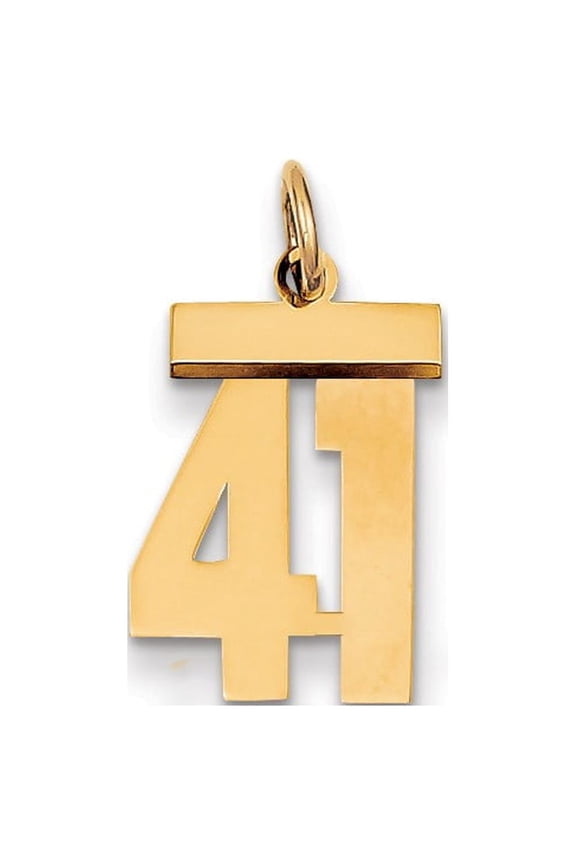 14K Yellow Gold Charm Pendant Themed 41 Small Polished Number