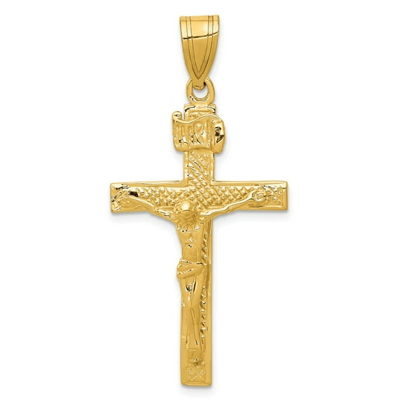 14K Yellow Gold Charm Pendant Themed 47 mm 23 Inri Crucifix