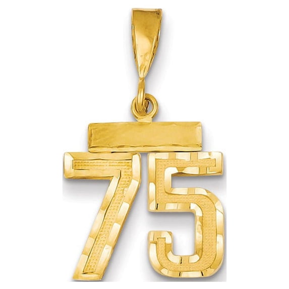 14K Yellow Gold Charm Pendant Themed 75 Diamond-Cut