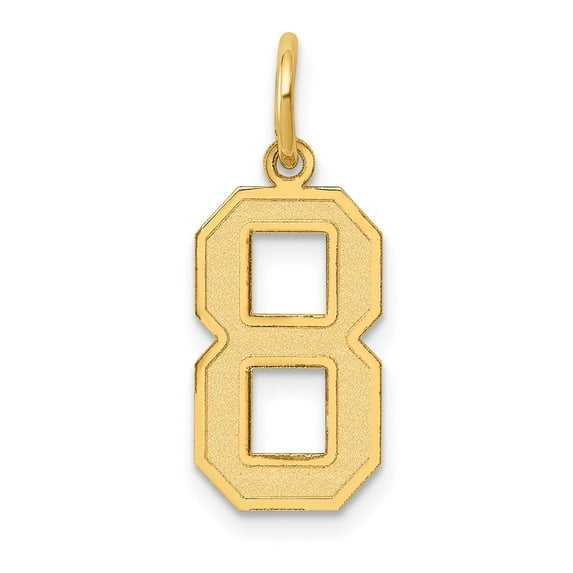 14K Yellow Gold Charm Pendant Themed 8 20 mm Medium Satin Number
