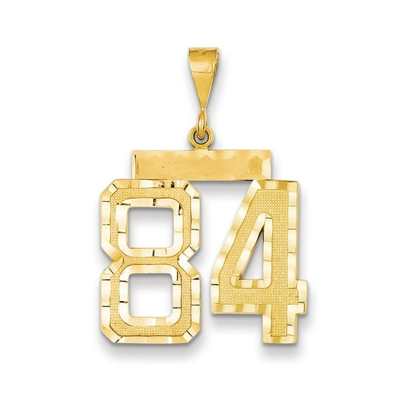 14K Yellow Gold Charm Pendant Themed 84 Diamond-Cut