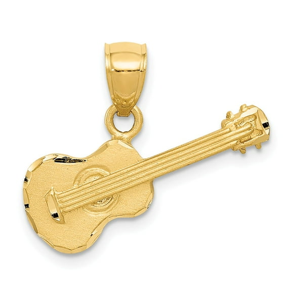 14K Yellow Gold Charm Pendant Themed Men'S Open Back Diamond-Cut 22.6 mm 11.3