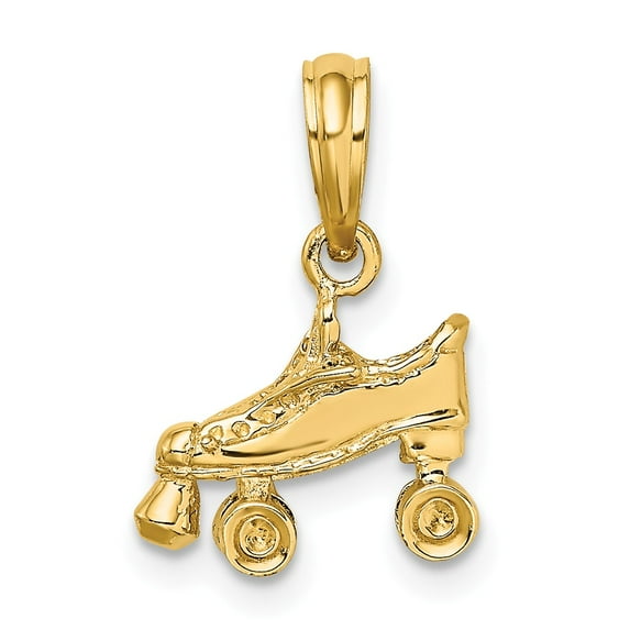 14K Yellow Gold Charm Pendant Themed Textured 8.25 mm 12.35