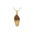 thumbnail image 1 of 14K Yellow Gold Chocolate Ice Cream Cone Charm Pendant Necklace with Chain for Women, 1 of 5