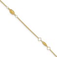 thumbnail image 1 of 14K Yellow Gold Circle Chain Diamond Cut Rice Puff Beads 10in Plus 1in Ext Anklet - 11", 1 of 4