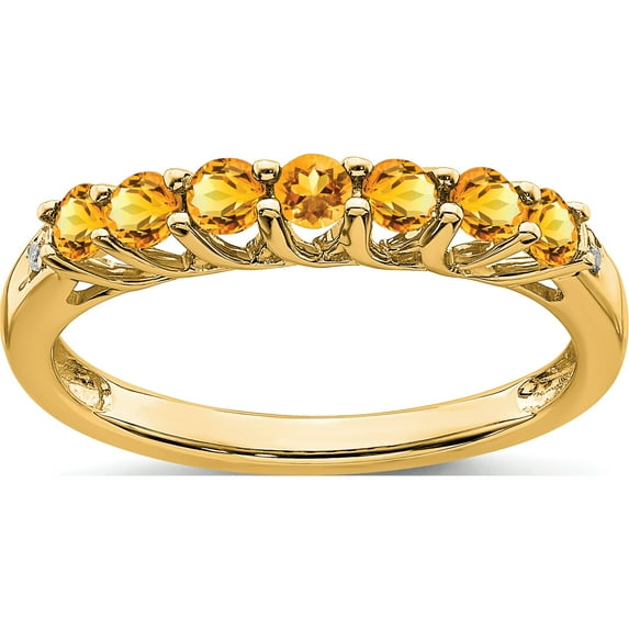 14K Yellow Gold Citrine And Diamond 7-Stone Ringsize 7 - Jbsp