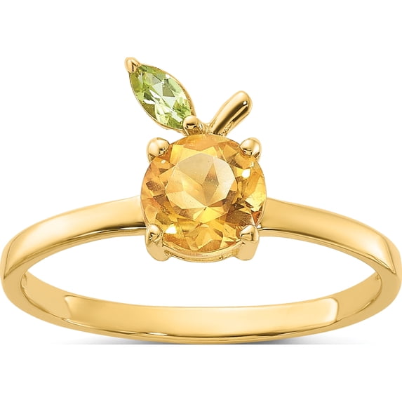 14K Yellow Gold Citrine And Peridot Orange Ringsize 7 (Width 2.25) - Jbsp