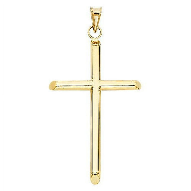 Popular 14K Yellow Gold Polished Stamping Cross Pendant