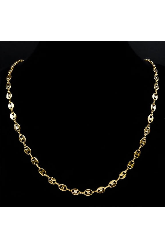 14K Yellow Gold Coffee Beans Link Chain Necklace Fashion Gold Color Fashion Hip Hop Long Necklaces for Man Women Jewelry