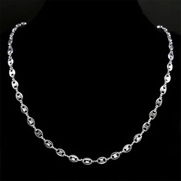 14K Yellow Gold Coffee Beans Link Chain Necklace Fashion Gold Color Fashion Hip Hop Long Necklaces for Man Women Jewelry