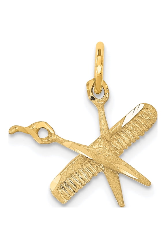 14K Yellow Gold Comb And Scissors Charm (18 X 13) Made In United States c424
