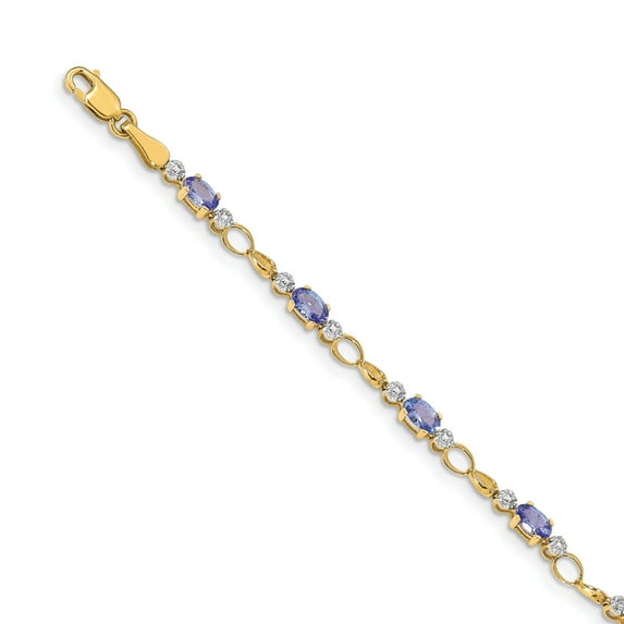 14K Yellow Gold Completed Open-Link Diamond & Tanzanite Bracelet