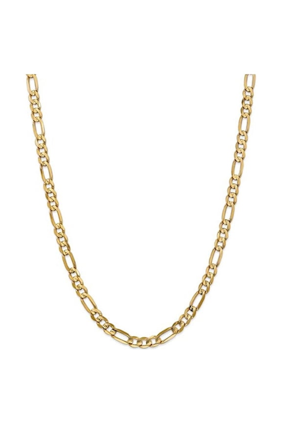 Gem & Harmony 14K Yellow Gold Concave Figaro Ladies 6mm Necklace -- 18 inches for Women