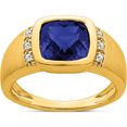 thumbnail image 1 of 14K Yellow Gold Created Sapphire And Diamond Mens Ringsize 10 (Width 2.1 To 11.3) - Jbsp, 1 of 5