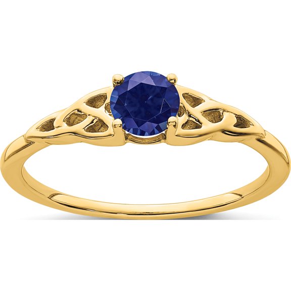 14K Yellow Gold Created Sapphire Celtic Knot Ringsize 7 - Jbsp