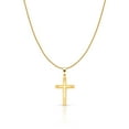 thumbnail image 1 of 14K Yellow Gold Cross Charm Pendant with 0.9mm Wheat Chain Necklace - 22", 1 of 3