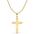 thumbnail image 1 of 14K Yellow Gold Cross Charm Pendant with 1.5mm Flat Open Wheat Chain Necklace - 16", 1 of 3