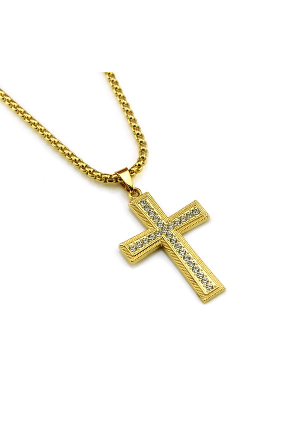 14K Yellow Gold Cross Necklaces Jesus Prayer Hand Wings Bible Engraved Tag CZ Cross Charm Religious Unisex Jewelry