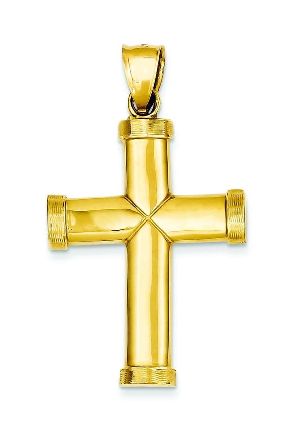 14K Yellow Gold Cross Pendant Charm Jewelry FindingKing