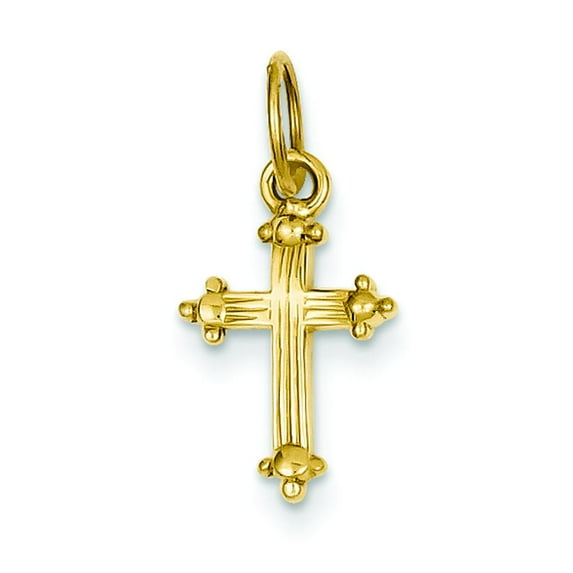 14K Yellow Gold Cross Pendant Charm Religious