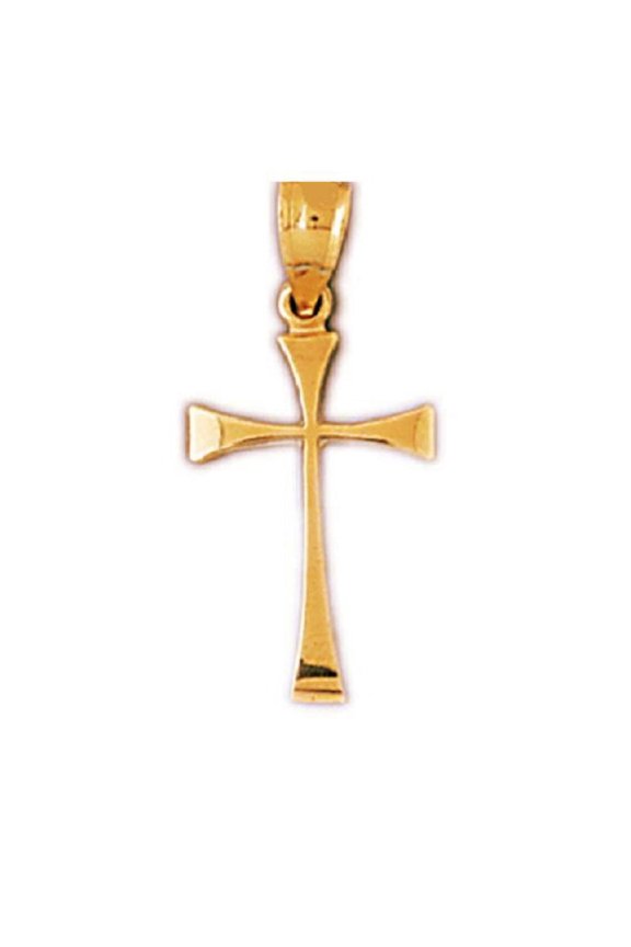 14K Yellow Gold Cross Pendant, Made in USA