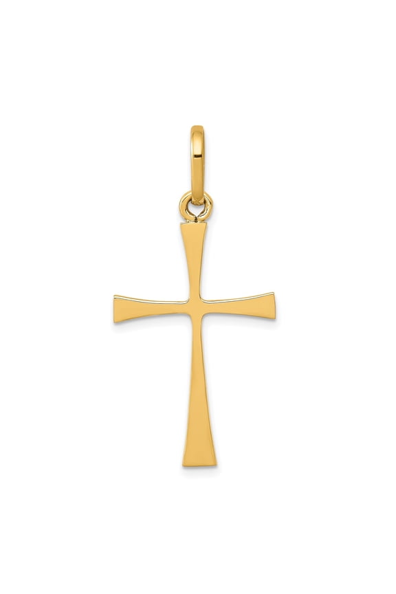 14K Yellow Gold Cross Pendant Necklace for Men and Women Classic Polished Latin Cross Jewelry Minimal Faith Symbol Spiritual Modern Unisex Design for Everyday Wear