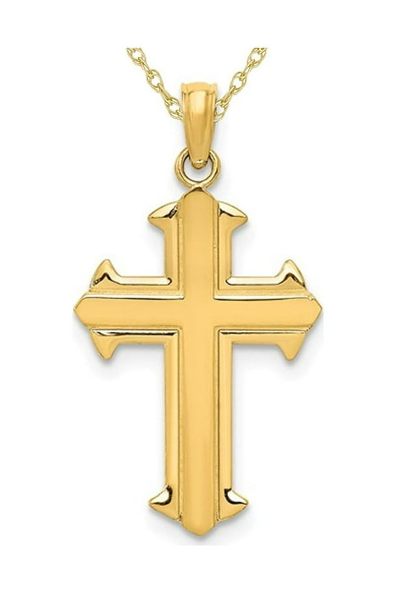 Gem & Harmony 14K Yellow Gold Cross Pendant Necklace with Chain for Men