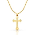 thumbnail image 1 of 14K Yellow Gold Cross Pendant with 1.2mm Singapore Chain Chain Necklace - 24", 1 of 4