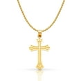thumbnail image 1 of 14K Yellow Gold Cross Pendant with 1.5mm Flat Open Wheat Chain Chain Necklace - 20", 1 of 4