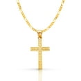 thumbnail image 1 of 14K Yellow Gold Cross Pendant with 1.9mm Figaro 3+1 Chain Chain Necklace - 16", 1 of 4