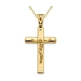thumbnail image 1 of 14K Yellow Gold Cross Polished Crucifix Pendant Necklace with Chain for Women, 1 of 5