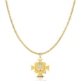 thumbnail image 1 of 14K Yellow Gold Cross Religious Charm Pendant with 1mm Box Chain Necklace - 24", 1 of 4