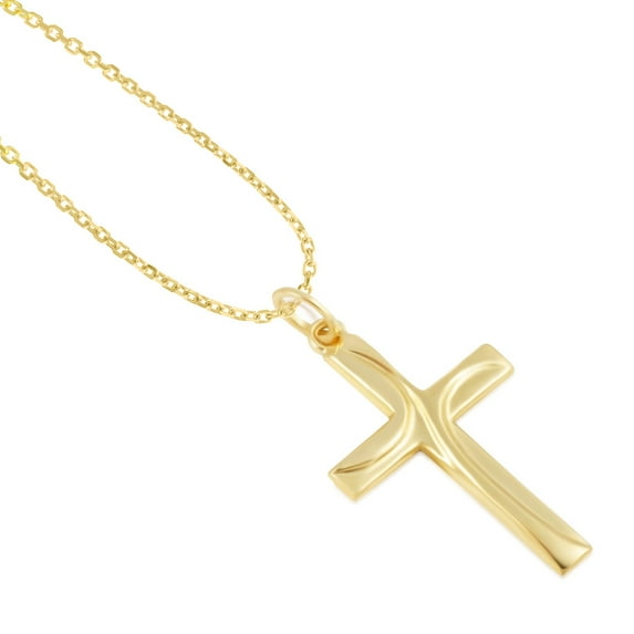 14K Yellow Gold Cross Religious Pendants / Charms for Men and Women