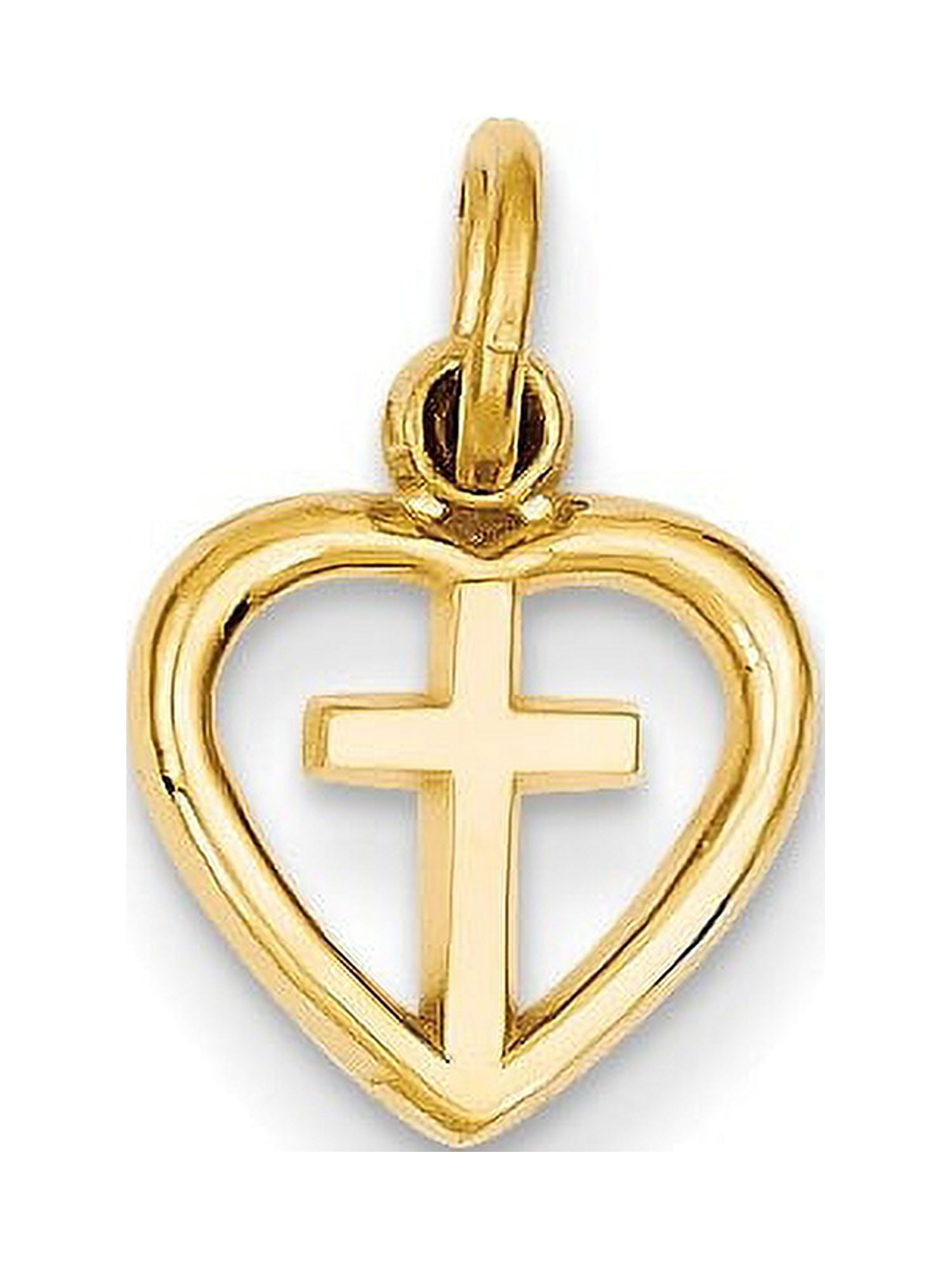 MIA DIAMONDS 14K Yellow Gold Crossin Heart Charm (16mm x 10mm)
