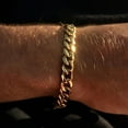 thumbnail image 1 of 14K Yellow Gold Cuban Chain Bracelets for Men,Miami Curb Link Chain Wristband,Classic Punk Jewelry, 1 of 6