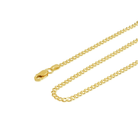 14K Yellow Gold Cuban Curb Chain Necklace for Men and Women – Measures 2 mm x Thickness 18 Inches Length