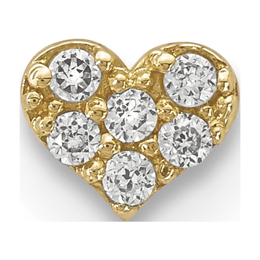 14K Yellow Gold Cubic Zirconia Heart Face Jewelry Labret