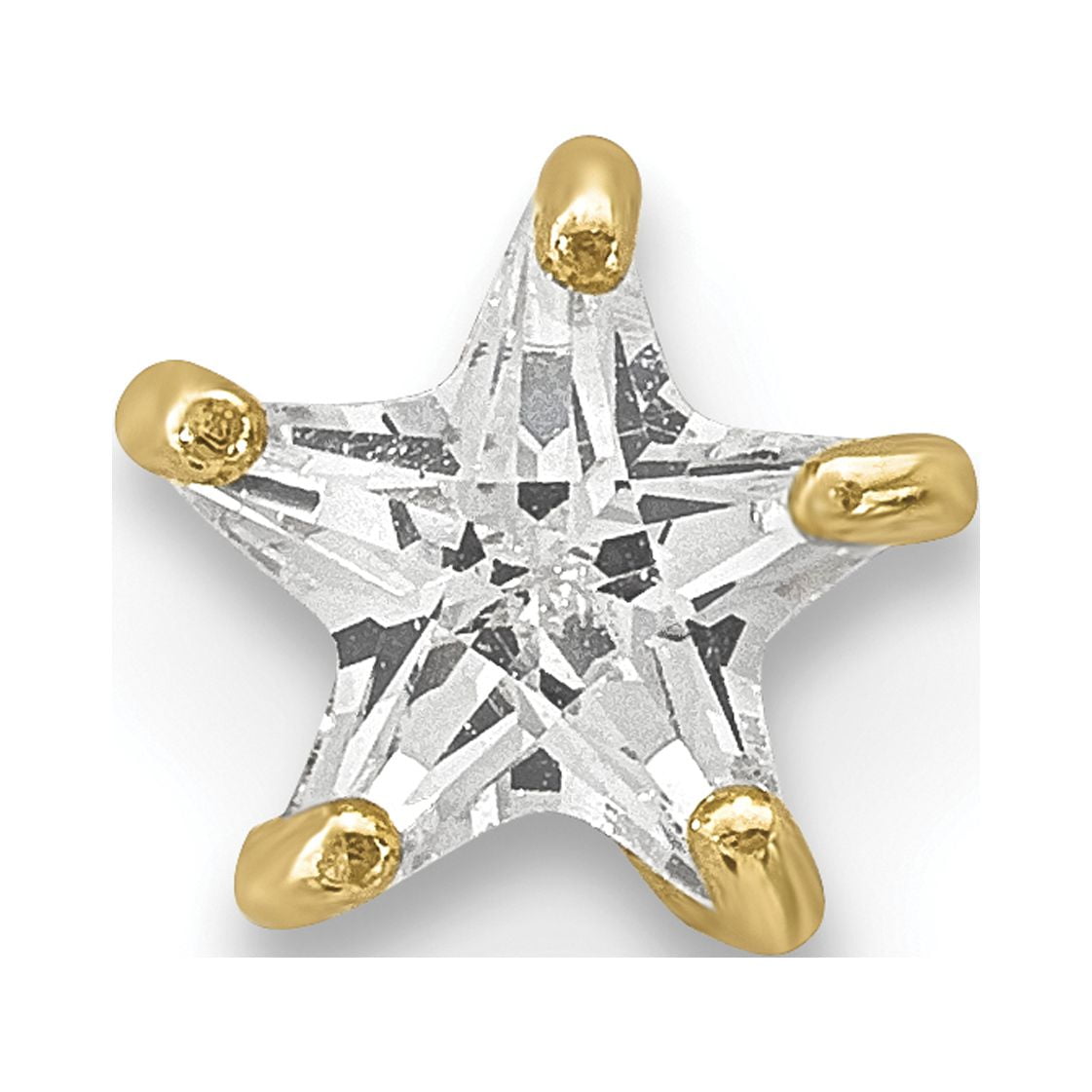 14K Yellow Gold Cubic Zirconia Star Face Jewelry Labret
