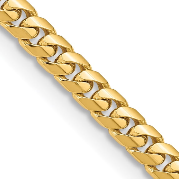 14K Yellow Gold Curb Chain Styles Necklace 24 inch 5.5 mm Solid Miami Cuban Link with Lobster Clasp