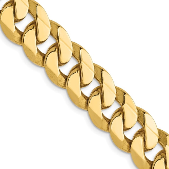 14K Yellow Gold Curb Chain Styles Necklace 9.5 mm Flat Beveled 24 inch