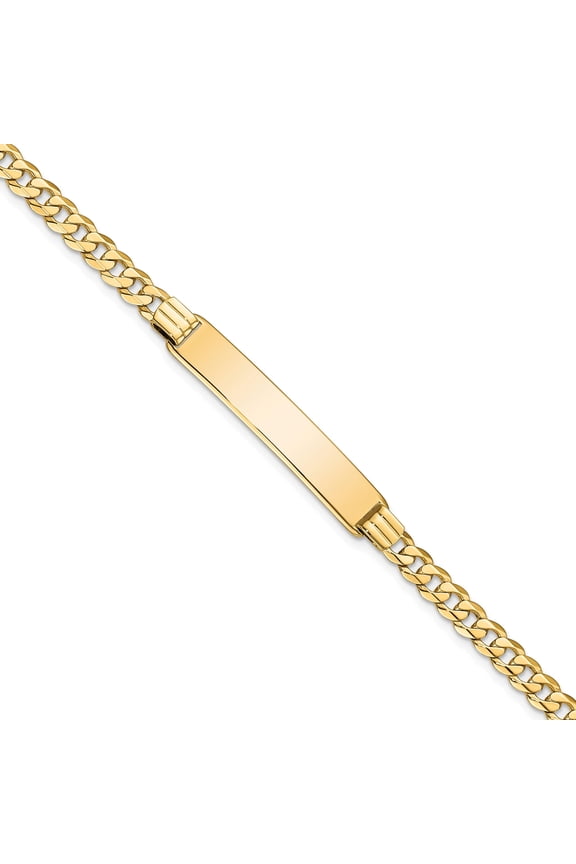 14K Yellow Gold Curb Link Id Bracelet (8 X 7) Made In United States lid62-8