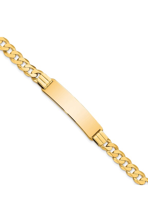 14K Yellow Gold Curb Link Id Bracelet (8 X 9) Made In United States lid65-8