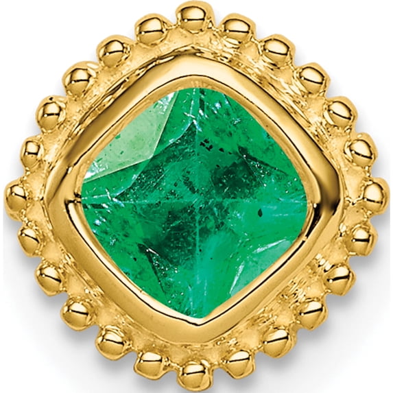 14K Yellow Gold Cushion Emerald Chain Slide (Width 8.5) (Length 8.5) - Jbsp
