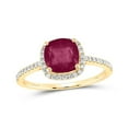 thumbnail image 1 of 14K Yellow Gold Cushion Ruby Diamond Halo Ring - 2.2 CTTW, 1 of 1