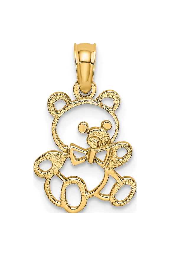 14K Yellow Gold Cut Out Teddy Bear Charm (17.6 X 10.5) Made In United States k6440