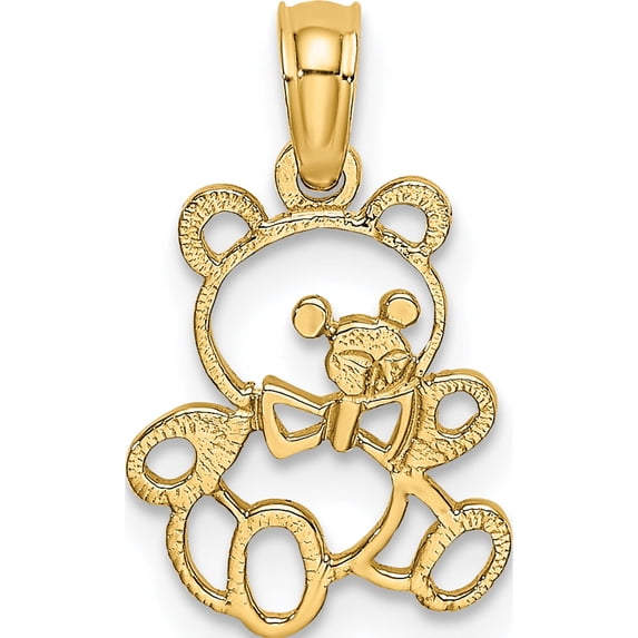 14K Yellow Gold Cut Out Teddy Bear Charm (17.6 X 10.5) Made In United States k6440