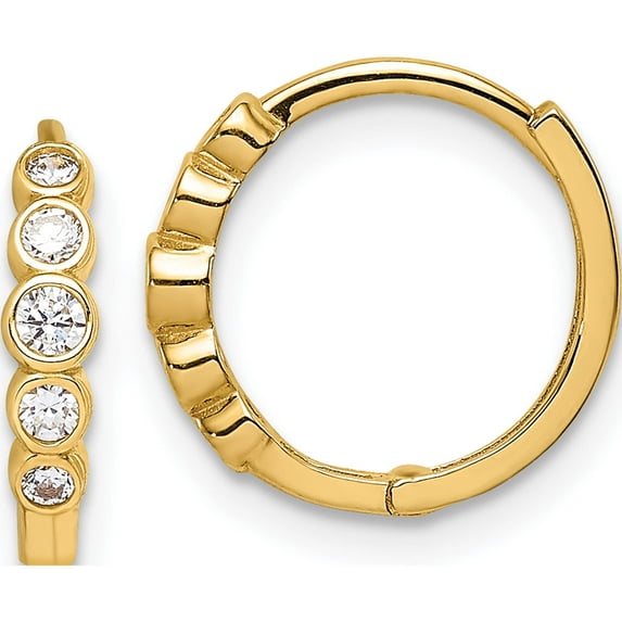 14K Yellow Gold Cz Hinged Hoop Earrings (11.8 X 12.3) Made In Vietnam ye1840