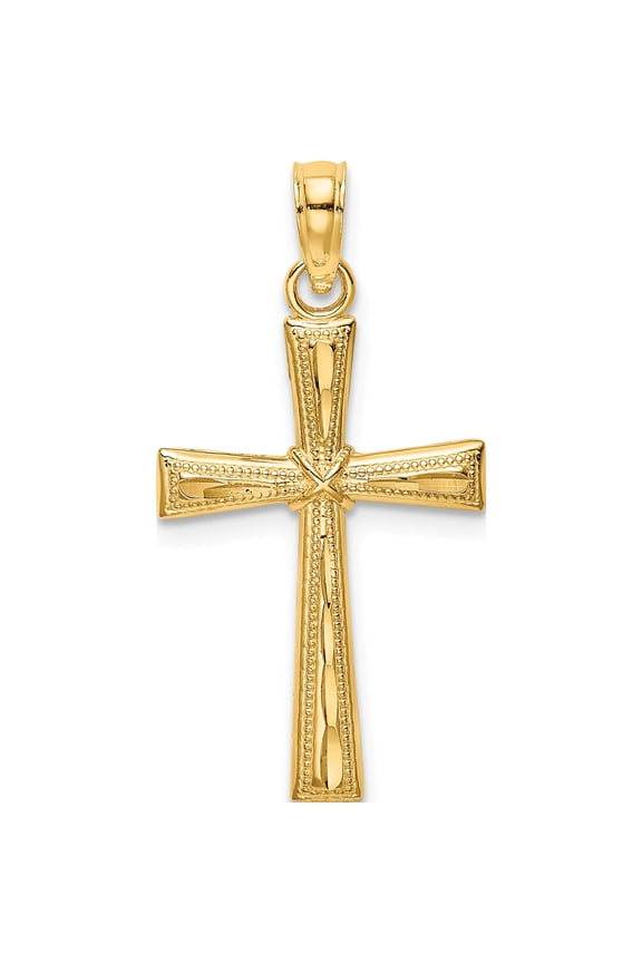 14K Yellow Gold D/C And Textured Cross Charm Made In United States k8591