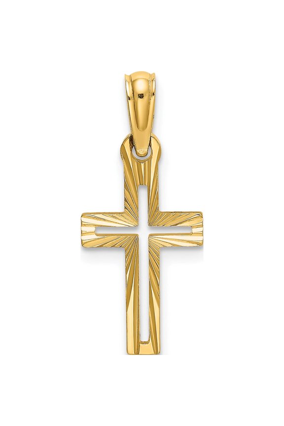 14K Yellow Gold D/C Cross Charm Made In United States k8499